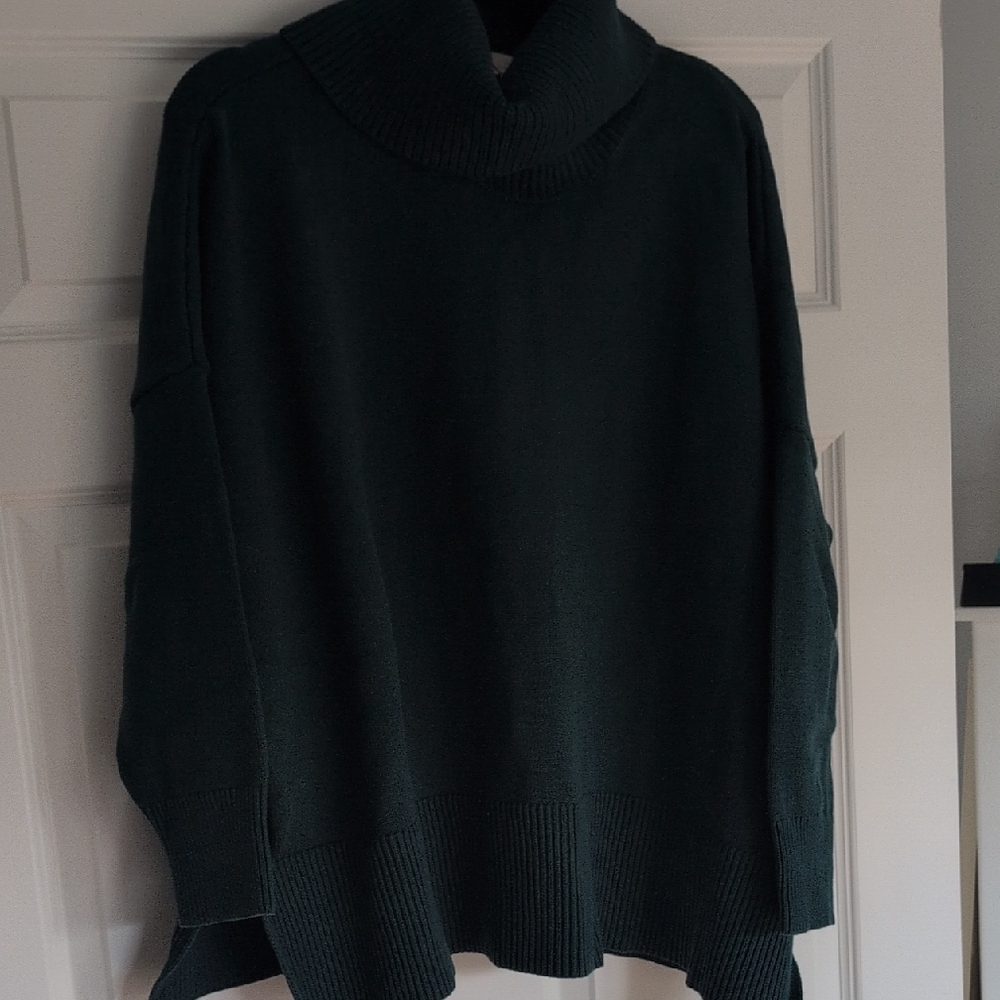 LOFT Dark Green Oversized Cowl Neck Sweater